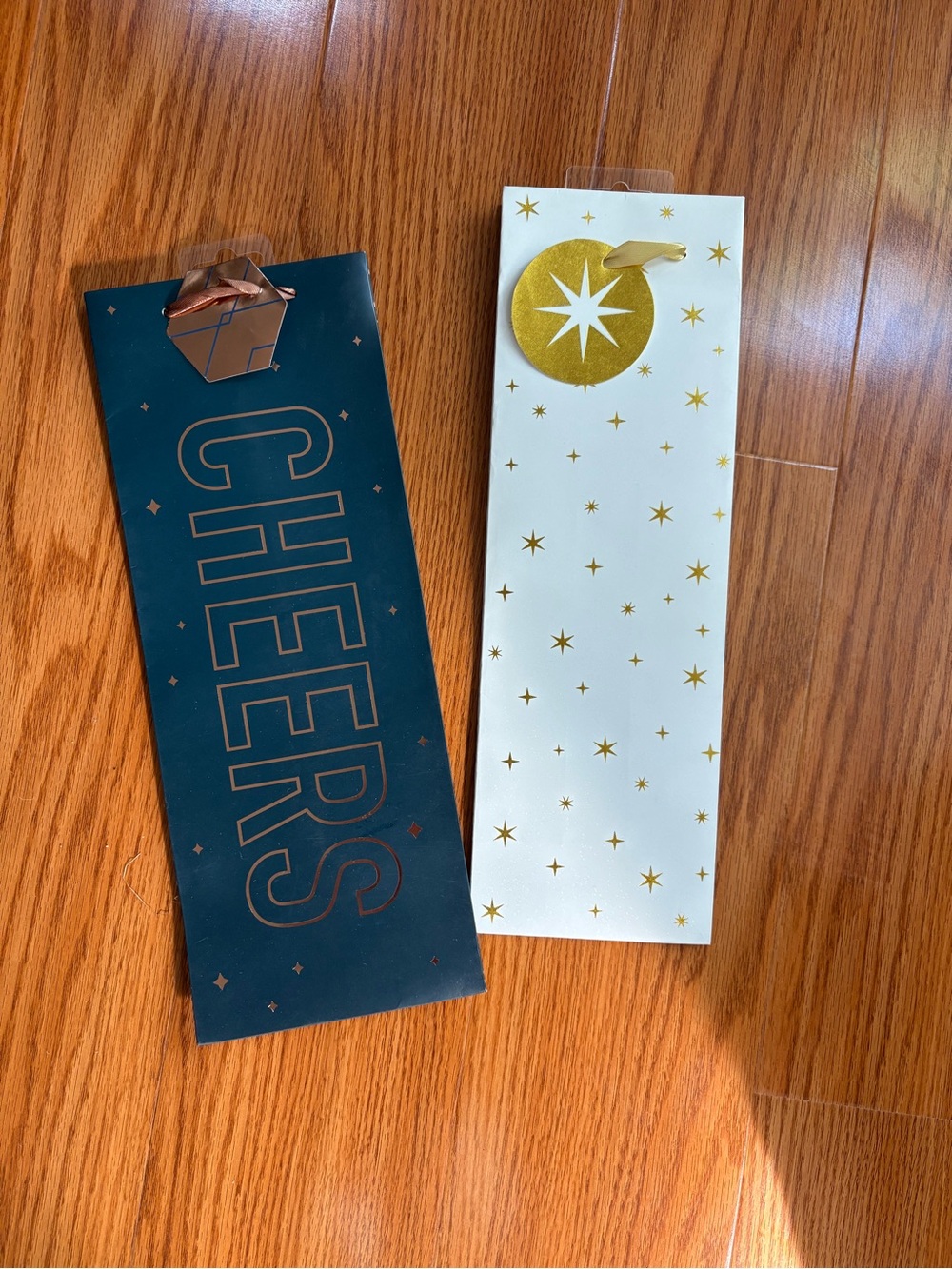 Set of 2 Cakewalk Decorative Wine Gift Bags - Stars, Cheers Designs